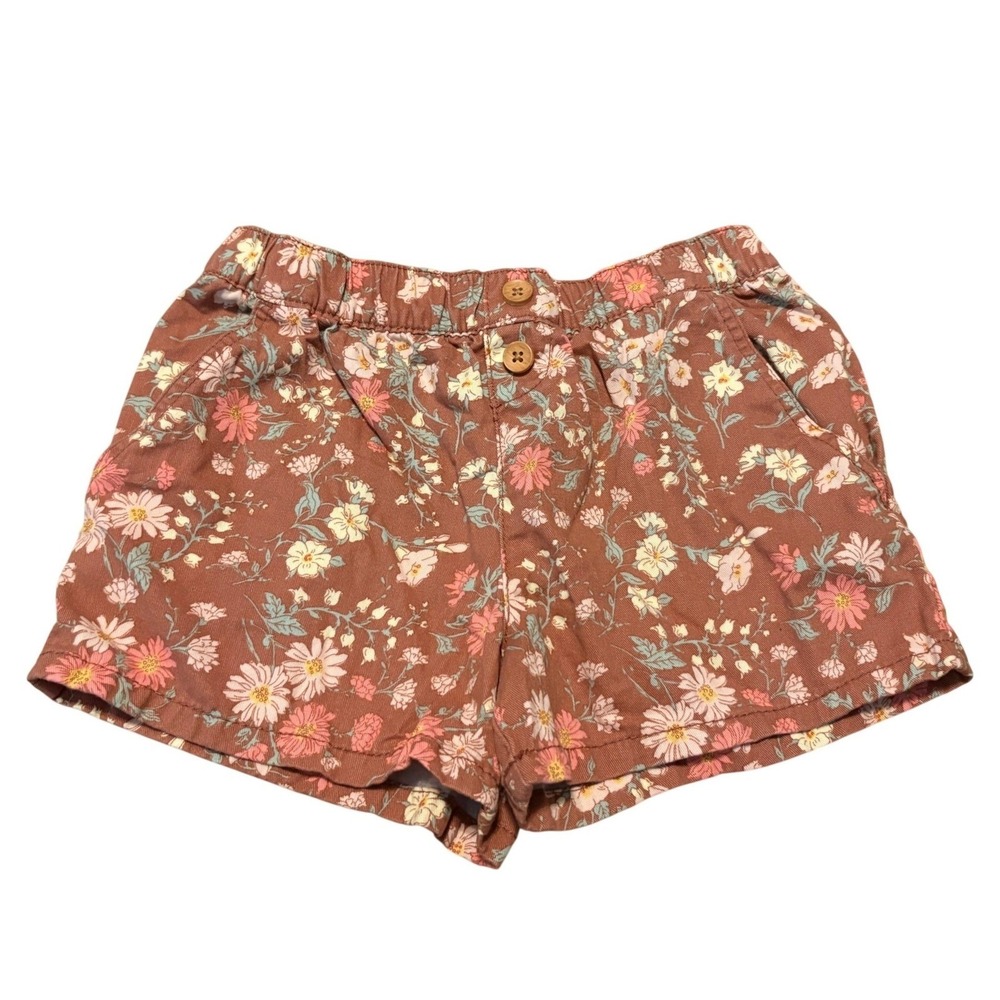 OshKosh B'gosh Floral Shorts Girls 10‎ Terracotta Pink Good Boho Cotton Twill